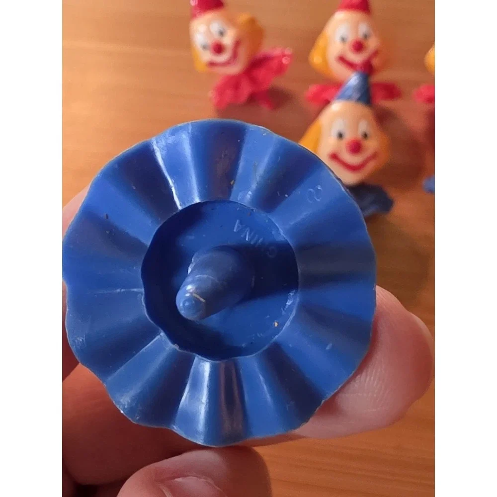 Lot of 6 Vintage Clown Cake Toppers Red Blue 2